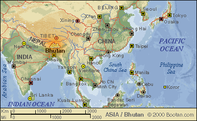 Бутан карта мира